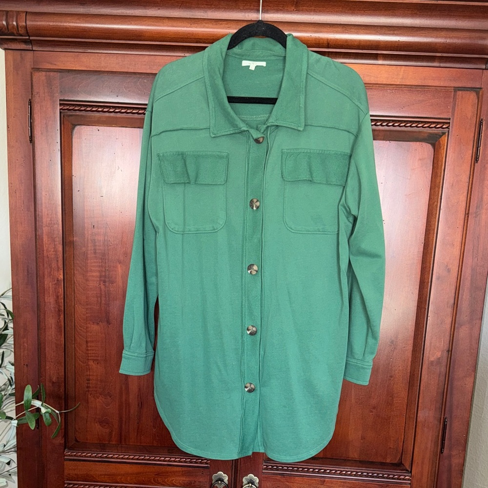 Maurices Green Knit Shirt Jacket Size Large